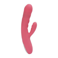 Close-up of the Svakom Avery Thrusting Rabbit Vibrator, highlighting its premium silicone material and sleek, elegant interface.