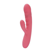 The Svakom Avery Thrusting Rabbit Vibrator elegantly positioned to capture its luxurious aesthetics and sophisticated technology for enhanced pleasure.