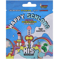 Close-up of Happy Schlong (His) Sexual Stimulation Gummies (2 pack) highlighting the natural ingredients known for boosting libido and enhancing sexual performance.