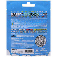 Happy Schlong (His) Sexual Stimulation Gummies (2 pack) beautifully arranged to illustrate the benefits like stronger orgasms and increased sensitivity.