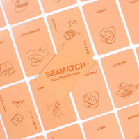 Stylish presentation of the Sexmatch Roleplay Game, designed for couples to explore their fantasies together.
