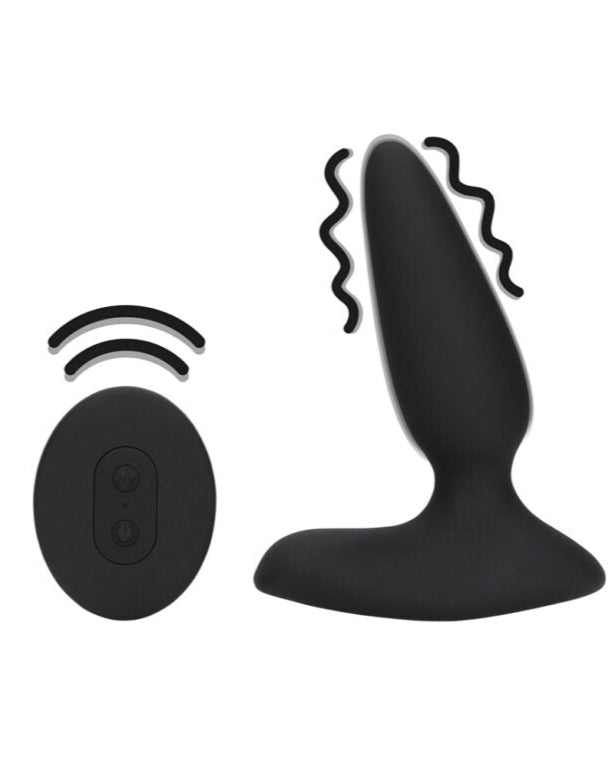 Smooth Vibrating Anal Plug with Remote Control Black