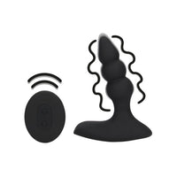 Elegant Beaded Vibrating Anal Plug with Remote Control Black, featuring 10 vibration modes and USB rechargeable design, perfect for luxury pleasure.
