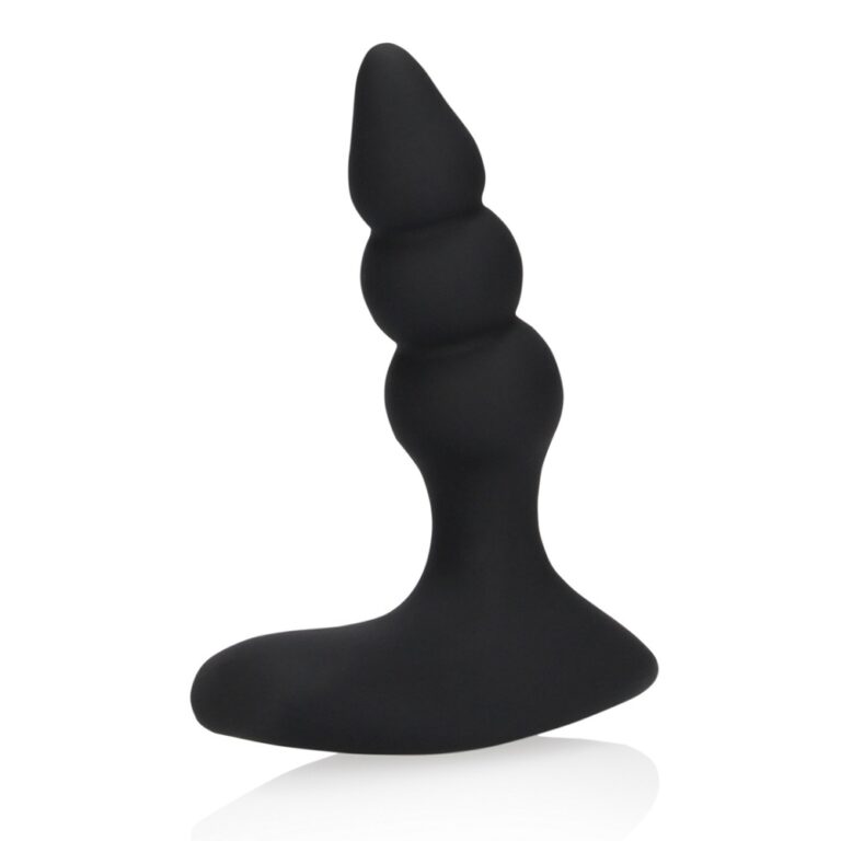 Stylish Beaded Vibrating Anal Plug with Remote Control Black in an aesthetic setting, highlighting its luxurious appeal and versatile vibration options.