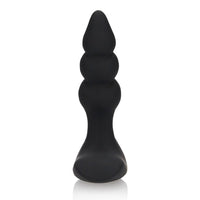 Close-up of the sophisticated Beaded Vibrating Anal Plug with Remote Control Black, showcasing its sleek design and insertable length of 3.8 inches.