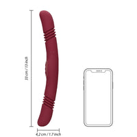 Loveline Double-Sided Thrusting Vibrator - 10 Vibration Modes, 13 Inch Length, USB Rechargeable