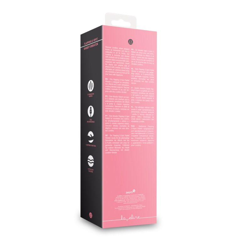 a pink box with a black and white design