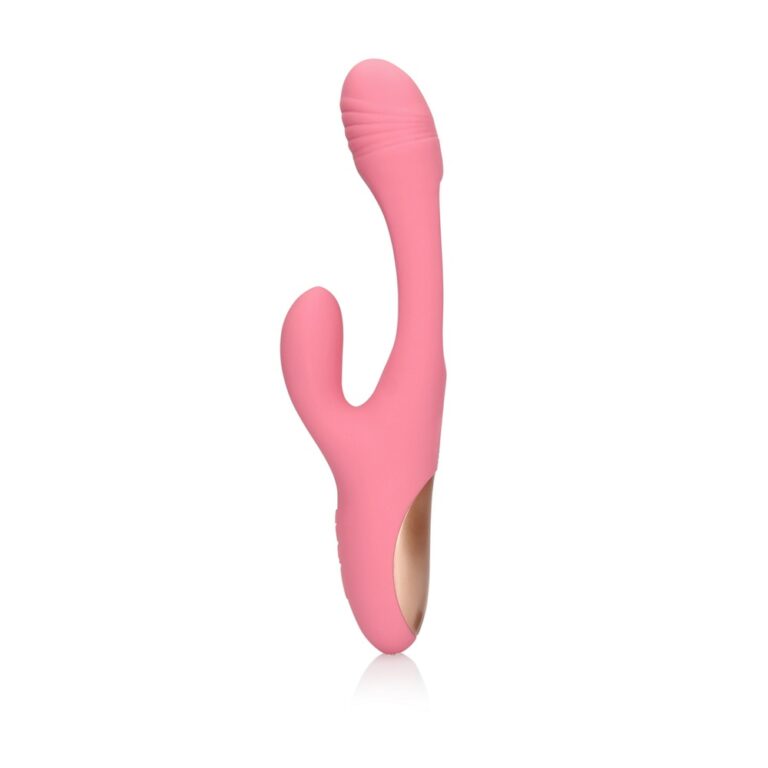 a pink vibrating device with a long tail