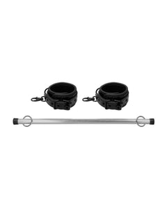 a pair of black and silver handles on a white background
