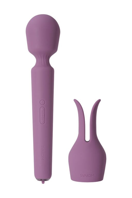 Svakom Emma Neo 2 luxury warming wand vibrator with sleek design, app control, and textured surface for enhanced pleasure.
