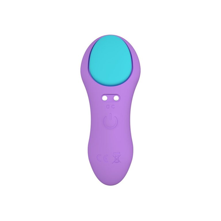 Elegant close-up of the Party Color PANTY Remote Control Vibrator Purple, highlighting its silicone and ABS materials for a luxurious feel.
