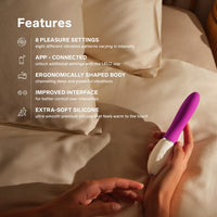 Close-up view of LELO LIV 3 App Controlled G-Spot Vibrator in Deep Rose highlighting its rounded tip ideal for G-Spot stimulation and advanced app functionalities.