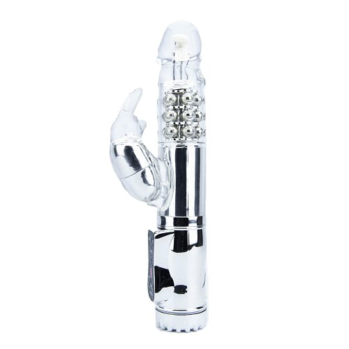 a clear glass cigarette holder with a black and white design