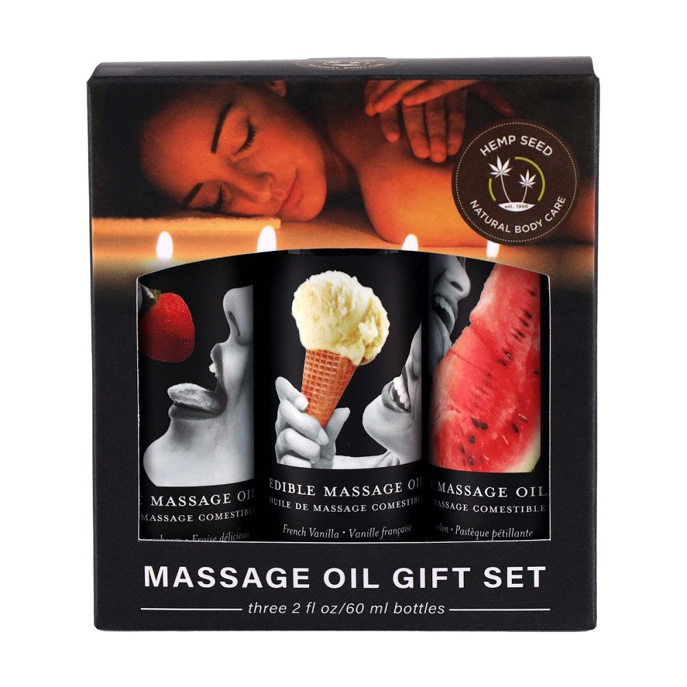 Earthly Body edible massage oil gift set box
