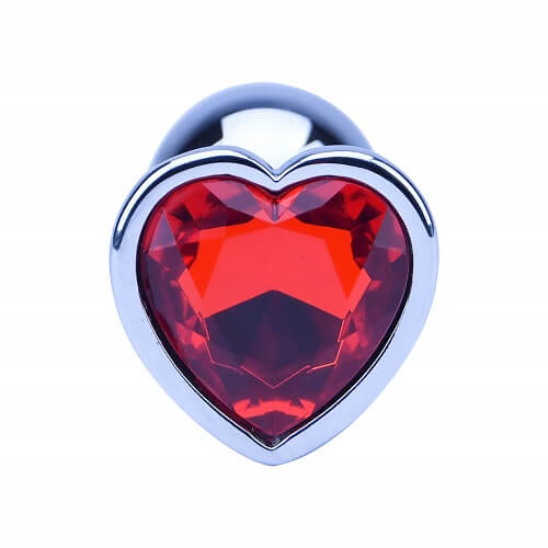 Silver heart-shaped butt plug from Loving Joy's Precious Metals collection, featuring a smooth, polished design for intimate use.