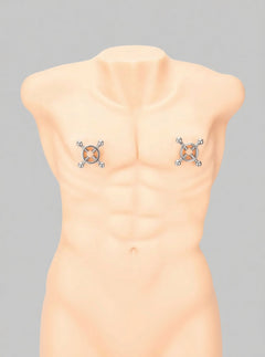 Prowler RED 4-way screw adjustable metal nipple clamps with secure grip, designed for nipple stimulation and sensation enhancement.