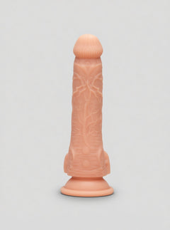 Loving Joy 7.5″ Remote Gyrating & Vibrating Silicone Dildo – elegant Vibrating Silicone Dildo shown with remote control