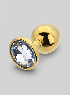 Toosh Metal Butt Plug With Gems - Aluminium Alloy, Jewelled Base, Beginner Friendly metal butt plug with gold and silver finish options