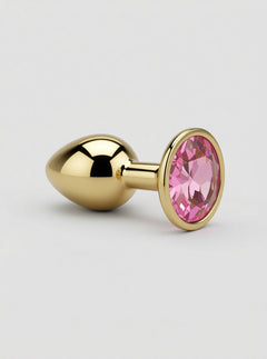 Toosh Metal Butt Plug With Gems - Aluminium Alloy, Jewelled Base, Beginner Friendly metal butt plug with luxury gold styling