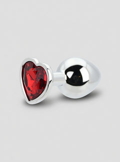 Toosh Heart Shaped Metal Butt Plug with Red Stone - S, M and L, elegant red heart metal Butt Plug for discreet intimate wear