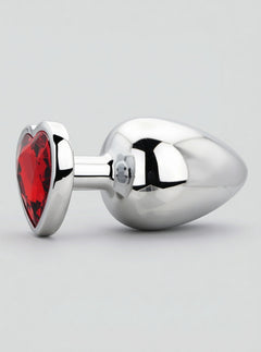 Toosh Heart Shaped Metal Butt Plug with Red Stone - S, M and L, luxury heart-shaped metal Butt Plug available in small, medium and large