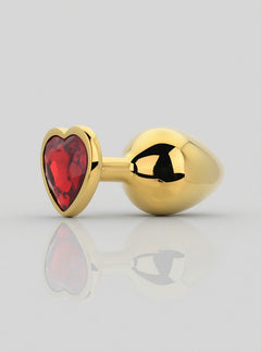 Toosh Heart Shaped Metal Butt Plug with Red Stone - S, M and L, luxury metal Butt Plug with decorative heart-shaped red stone