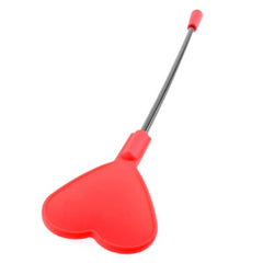 Red and black silicone heart-shaped crop from Fetish Fantasy, perfect for fetish exploration with textured handle and sleek design.