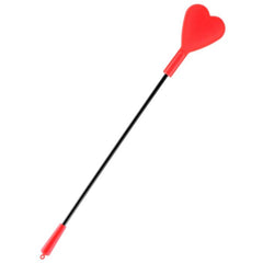 Fetish Fantasy silicone heart crop whip with red and black design, ideal for BDSM and fetish play, featuring a heart-shaped handle.