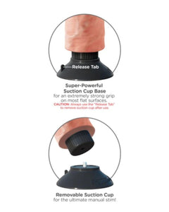 Realistic King Cock 9-inch vibrating dildo with textured surface and light color, designed for adult pleasure and stimulation.