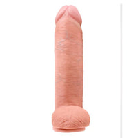 Elegant display of the King Cock 12 Inch Cock with Balls highlighting its compatibility with various harnesses.