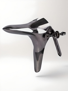Prowler RED Speculum, medical examination tool, stainless steel, open mouth design, used for gynecological exams.