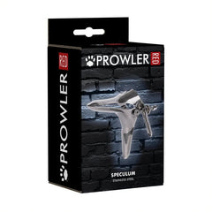 Prowler RED Speculum, a medical examination instrument, with open metal blades and adjustable screw for veterinary or medical use.