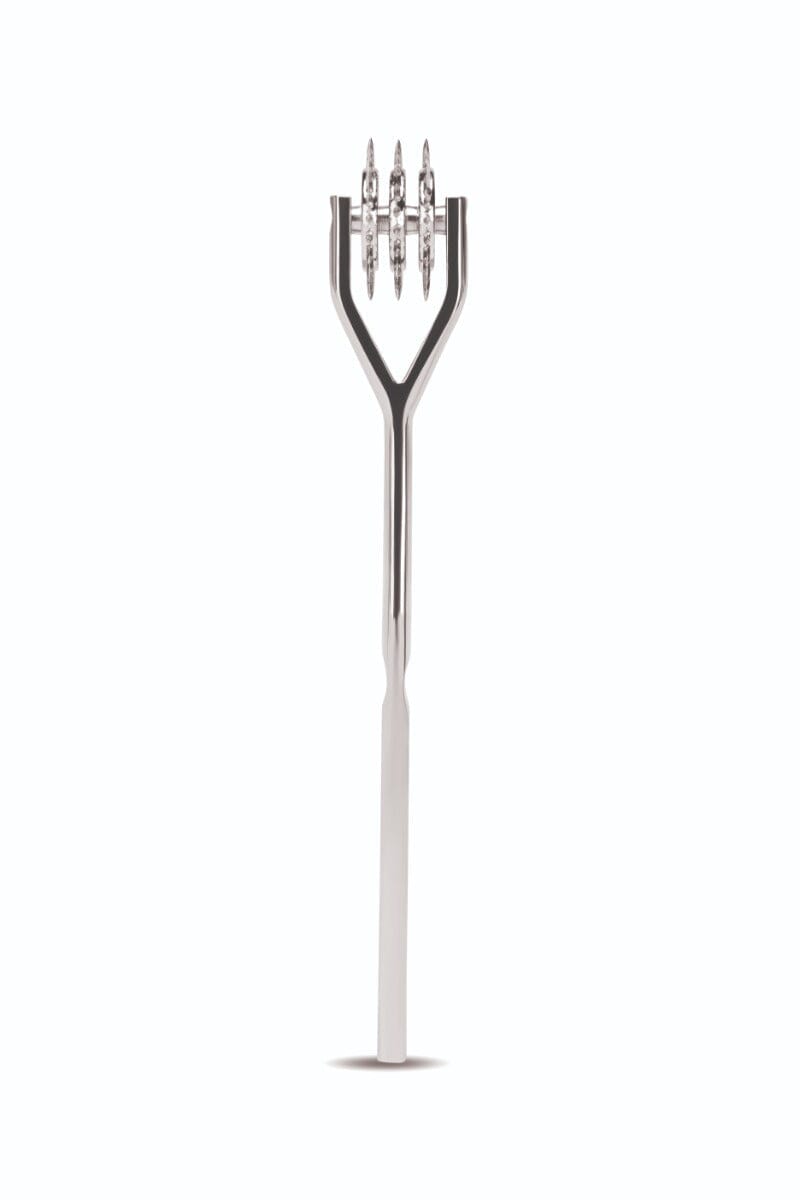 Prowler RED stainless steel Prowler 3 Pinwheel Wartenberg wheel for stimulating skin, featuring a compact, textured wheel for sensation.