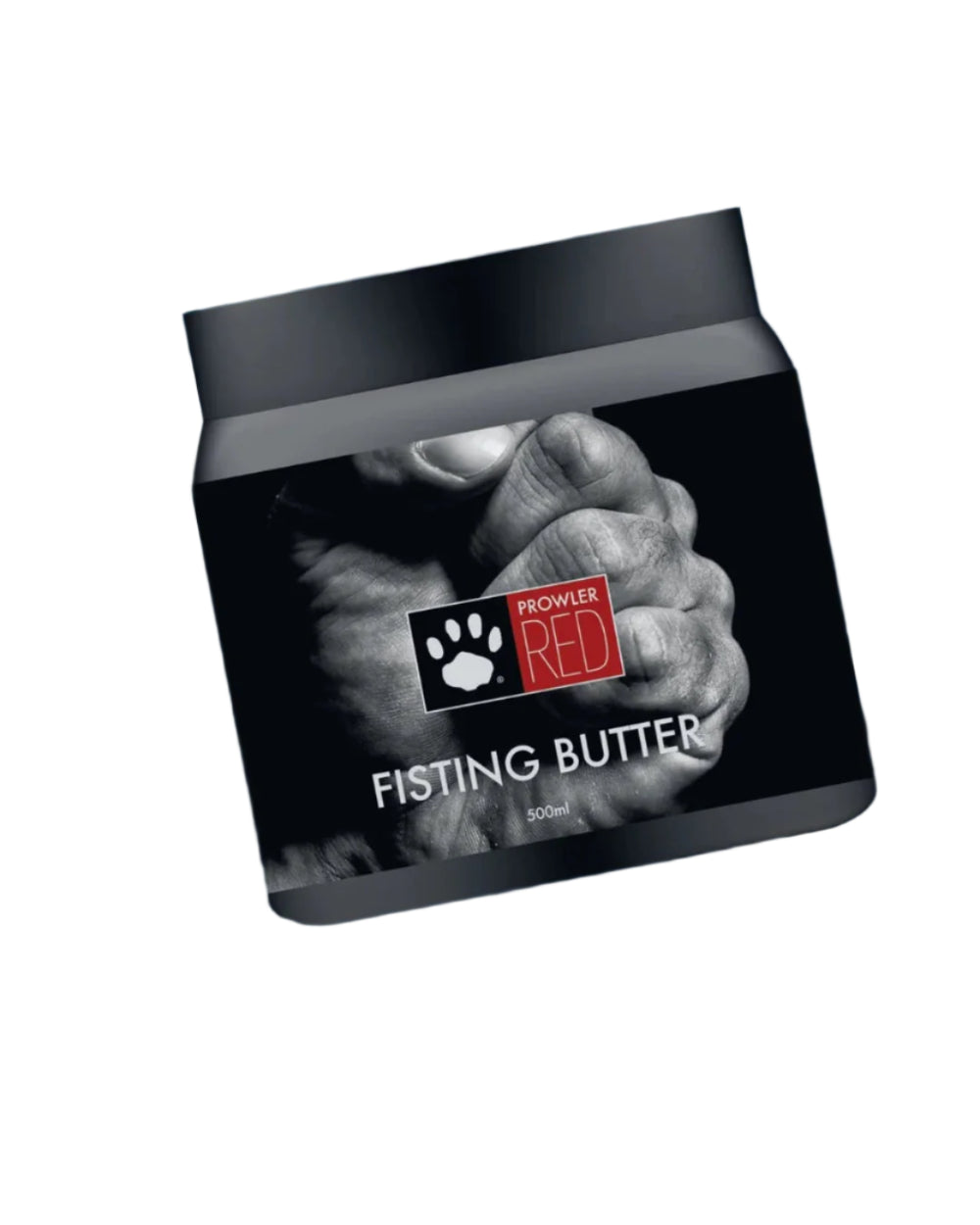 Prowler RED Fisting Butter 500ml lubricant bottle, smooth-thick formula for anal and vaginal use, with packaging label visible.