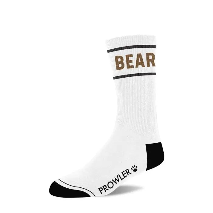 Men's Prowler RED Bear Socks featuring a colorful bear design on comfortable red fabric.