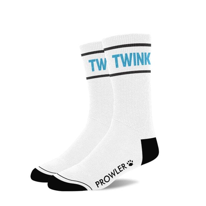 Men's Prowler RED Twink Socks with red and black striped design, casual athletic sock style, on a white background.