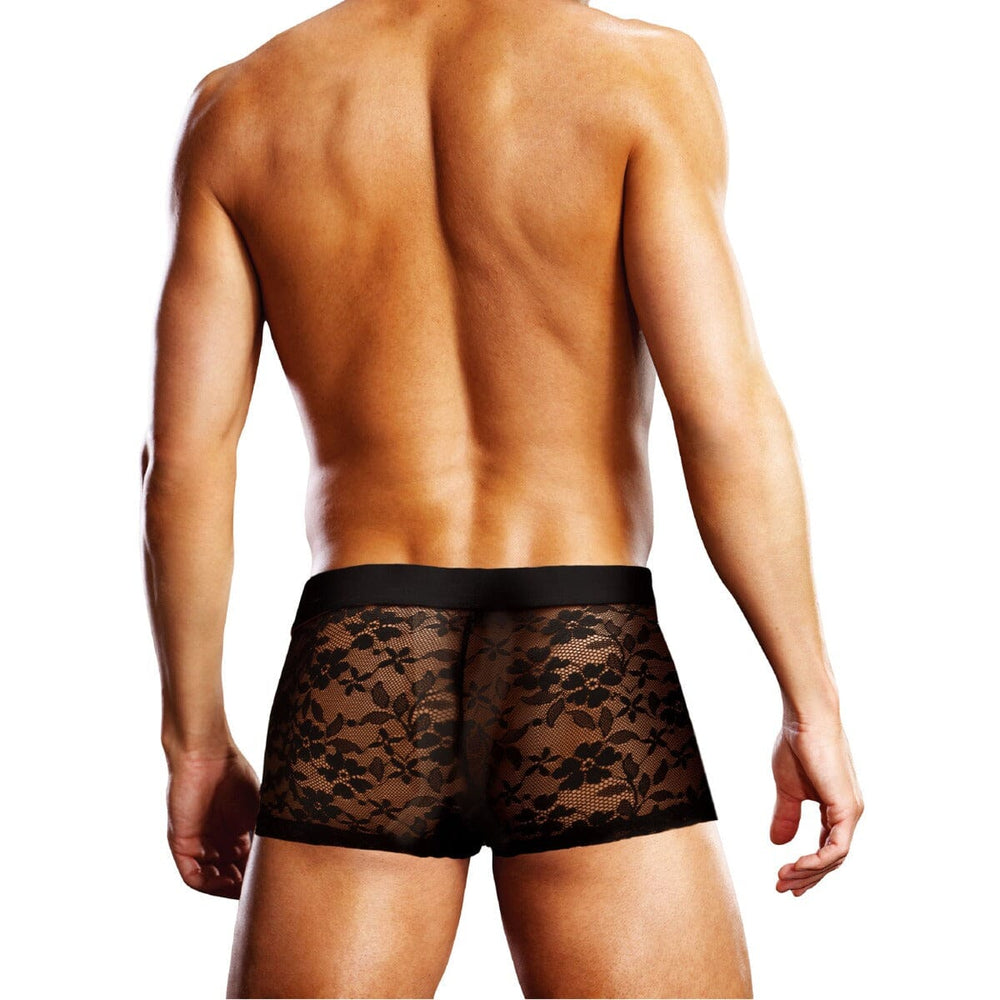 Prowler men's lace trunk underwear with delicate lace design, snug fit, and comfortable waistband, displayed on a plain background.