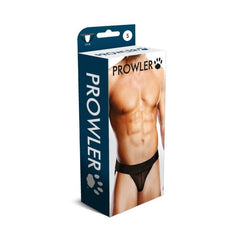 Black Prowler Mesh Jock Strap for men, showing the breathable mesh fabric and supportive design in a close-up view.