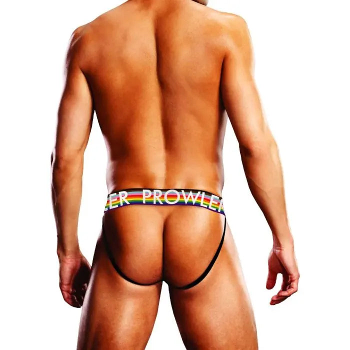 Prowler Oversized Paw Jock Strap in Black or White with Rainbow Top