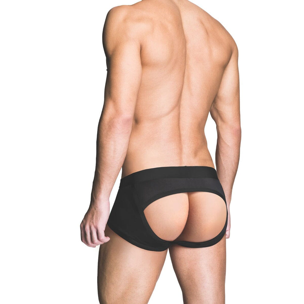 Prowler RED men's backless trunk with Prowler Paw logo, featuring a red fabric and minimal back coverage for a sleek look.
