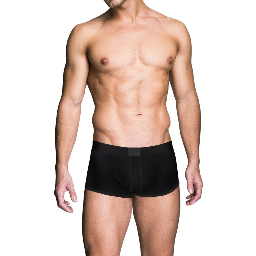 Men's Prowler RED backless trunk with Prowler Paw logo, featuring a snug fit and red fabric, front view of the men's trunks.