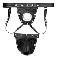 Thumbnail for Prowler RED Leather Harness Jock Strap Black Menswear Prowler RED (ABS PRO) 