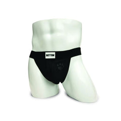 Black Prowler RED men's jock strap with interchangeable patch slogan, designed for comfort and support.