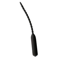 a black vibrating sounding rod with a black handle on a white background