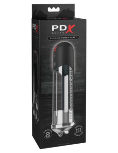 Pipedream PDX Elite Blowjob Power Pump automatic penis pump in clear and black