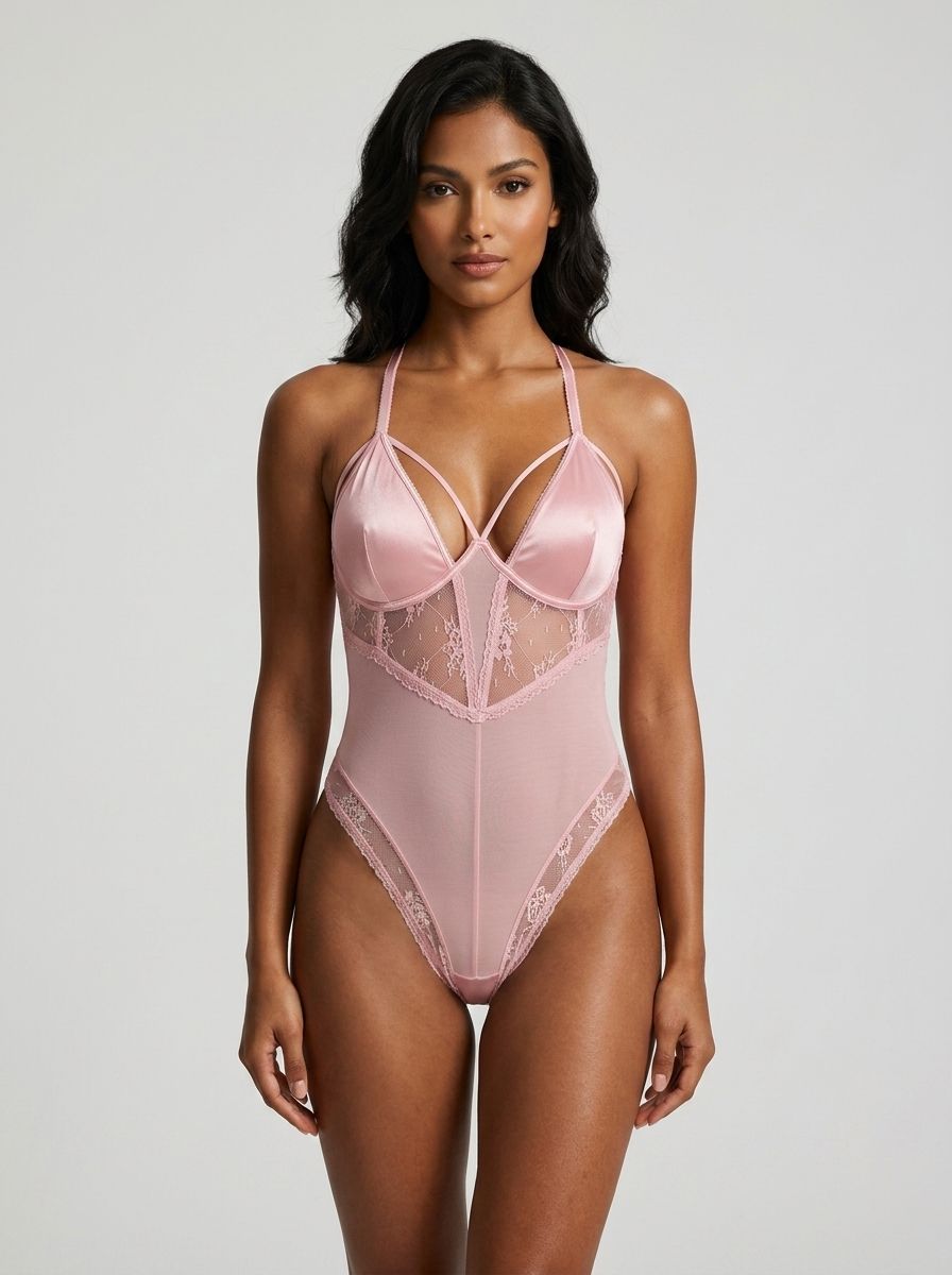 Elegant Pink Seduction Teddy Lingerie | Alluring Design Enhancing Your Curves