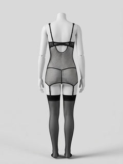 Rene Rofe Deconstruct Me Fishnet & Lace Chemise Set