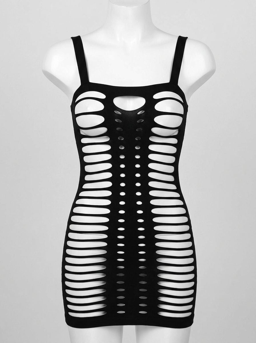 Glitter seamless criss cross cut out chemise dress, stylish babydolls and chemises with sleek design and figure-flattering fit.