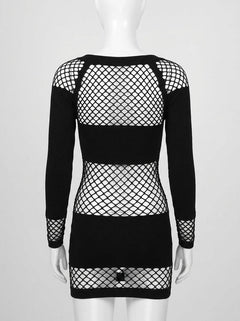 Nothing To Hide Seamless Fishnet Long Sleeve Chemise Dress