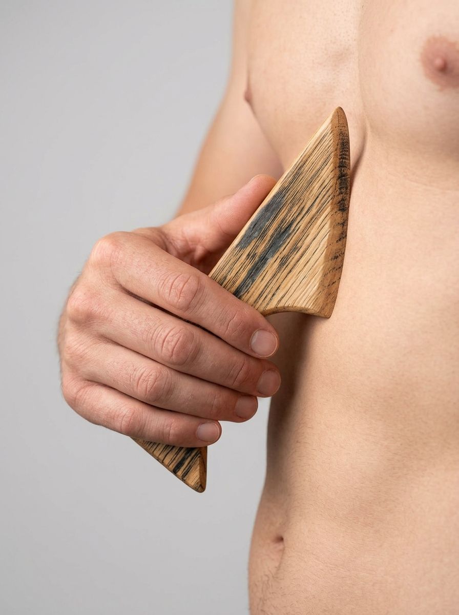Mini wooden BDSM wax play scraper made from whisky barrel oak, handcrafted by Barrel of Pain for kink and BDSM accessories.